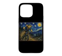 Carcasa para iPhone 15 Pro MAX Ciclismo de montaña Golden Retriever Art Dog en Bike Trail