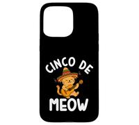 Carcasa para iPhone 15 Pro MAX Cinco De Meow Funny Cat Sombrero Mexicano Cinco De Mayo