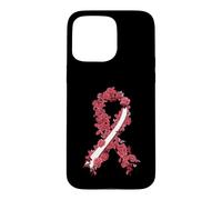 Carcasa para iPhone 15 Pro MAX Cinta Blanca y Burdeos para concienciación sobre el cáncer de Cabeza y Cuello