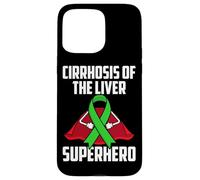 Carcasa para iPhone 15 Pro MAX Cirrosis of The Liver Superhero Teal Ribbon