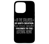 Carcasa para iPhone 15 Pro MAX Cita Inspiradora en la Quietud de la Creación de Dios