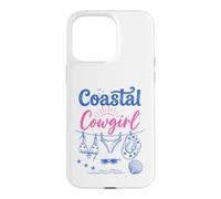 Carcasa para iPhone 15 Pro MAX Coastal Cowgirl Bachelorette Summer Cowboy Hat Blue Beach