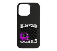 Carcasa para iPhone 15 Pro MAX Coder Hello World Goodbye Sleep Computer Science Retro