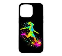 Carcasa para iPhone 15 Pro MAX Colorido Fútbol Chica Jugador Fútbol Am