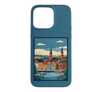 Carcasa para iPhone 15 Pro MAX Copenhague Dinamarca Nyhavn Harbor Vintage Travel Artwork
