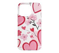 Carcasa para iPhone 15 Pro MAX Corazón Ditsy Patrón Romántico Sakura Flores Cerezo Flores
