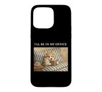 Carcasa para iPhone 15 Pro MAX Corgi I'Ll Be In My Office Bookworm Nerd Reader Leer Vintage