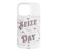 Carcasa para iPhone 15 Pro MAX Cotizaciones motivacionales de Aprovechar el día Diseño de tipografía Vintage