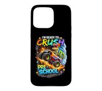 Carcasa para iPhone 15 Pro MAX Crush Preescolar Dinosaurio Monster Truck Regreso a la Escuela Divertido