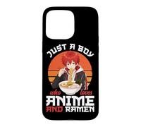 Carcasa para iPhone 15 Pro MAX Cuenco de Fideos japoneses Just A Boy Who Loves Anime y Ramen
