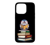 Carcasa para iPhone 15 Pro MAX Cute Girls Kawaii Kids Animal Lover Reading Books Penguin