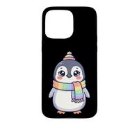 Carcasa para iPhone 15 Pro MAX Cute Kawaii Penguin Rainbow Beanie Scarf Winter