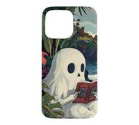 Carcasa para iPhone 15 Pro MAX Cute Spooky Ghost Reading Book Summer Tropical Beach Reader