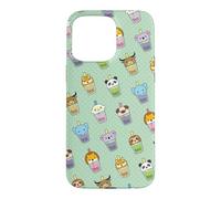 Carcasa para iPhone 15 Pro MAX Cute Womens Kids Girls Kawaii Bubble Boba Tea Animals