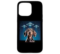 Carcasa para iPhone 15 Pro MAX Dachshund Dog Alien UFO Dachshund Decoración Niños Divertido Dachshund