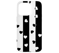 Carcasa para iPhone 15 Pro MAX Día de San Valentín Negro Blanco Rayas Verticales corazón Minimalista