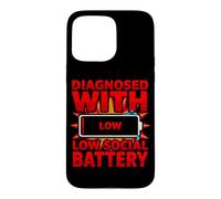 Carcasa para iPhone 15 Pro MAX Diagnóstico Divertido diagnosticado con Baja batería Social