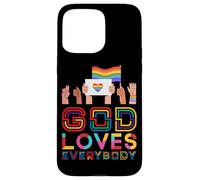 Carcasa para iPhone 15 Pro MAX Dios ama a Todos Gay Christian Rainbow Meme