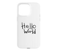 Carcasa para iPhone 15 Pro MAX Diseño artístico con Pincel en Negrita de Hello World con el Primer código