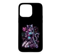 Carcasa para iPhone 15 Pro MAX Diseño de Anime Cyber Goth Girl Skeleton Glitch al Estilo Y2K