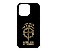 Carcasa para iPhone 15 Pro MAX Diseño de Christian Faith Jesus Cross arrodillado para un Solo Hombre