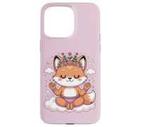 Carcasa para iPhone 15 Pro MAX Diseño de Mandala en Postura de Loto para atención Plena, Lindo Zorro de Yoga