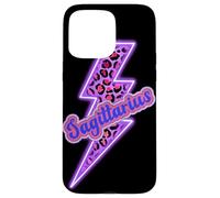 Carcasa para iPhone 15 Pro MAX Diseño estético del Zodiaco con Forma de Trueno de Leopardo Sagitario