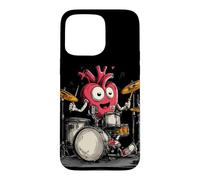 Carcasa para iPhone 15 Pro MAX Disfraz de corazón oscilante y latiendo para Amantes de los Tambores