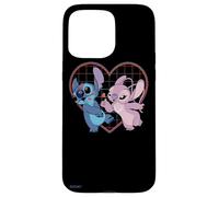 Carcasa para iPhone 15 Pro Max Disney Lilo y Stitch Angel se besan en forma de corazón