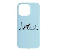 Carcasa para iPhone 15 Pro MAX Doberman Dog Heartbeat ECG Pulse Funny My Dogs Are My Cardio