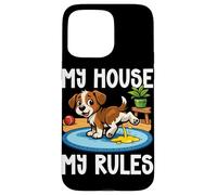 Carcasa para iPhone 15 Pro MAX Dog My House My Rules Amante de los Perros Divertido Dueño de Perro Chistes de Mascotas