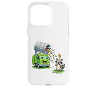 Carcasa para iPhone 15 Pro MAX Dumpy The Garbage Truck Limpieza de Basura con niños Mapache