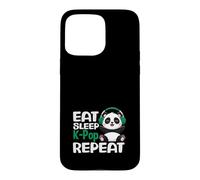 Carcasa para iPhone 15 Pro MAX Eat Sleep K-Pop Repite el Anime Panda Kawaii K-Pop