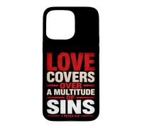 Carcasa para iPhone 15 Pro MAX El Amor Cubre pecados Pedro 4 8 versículo bíblico