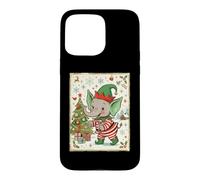 Carcasa para iPhone 15 Pro MAX Elefante Santa's Elf Christmas Tree Presents Retro Holiday