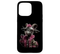Carcasa para iPhone 15 Pro MAX Elegante Retrato De Ovejas Moda Granja Animal Cordero Rosa Redondo