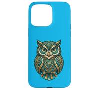 Carcasa para iPhone 15 Pro MAX Elemental Folk Art Owl Symmetrical Mandala Bird Graphic