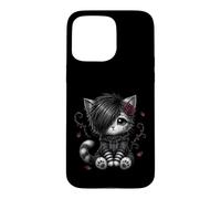 Carcasa para iPhone 15 Pro MAX EMO Cat Rose Regalos góticos Amante de los Gatos Goth Girl Dark Kitty