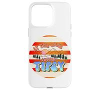 Carcasa para iPhone 15 Pro MAX En el Lago, emborrachándose, Retro, de los 70, Mountain Sunset Camping
