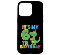 Carcasa para iPhone 15 Pro MAX Es mi 6º cumpleaños Dinosaurio T-Rex niño de 6 años Divertido