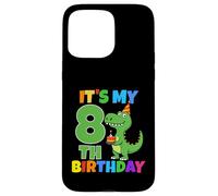 Carcasa para iPhone 15 Pro MAX Es mi cumpleaños 8 Dinosaurio T-Rex niño de 8 años Divertido