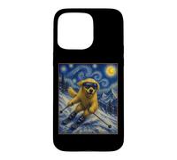Carcasa para iPhone 15 Pro MAX Esquí Golden Retriever Art Skiier Perro en Ski Hill