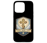 Carcasa para iPhone 15 Pro MAX Fe Esperanza Amor Cristiano Ortodoxo Floral Jesucristo Dios