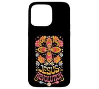 Carcasa para iPhone 15 Pro MAX Flor Hippie Retro Maravillosa de la Revolución de Jesús, fe Cristiana