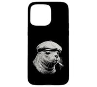 Carcasa para iPhone 15 Pro MAX Foca Cigarrillo Fuma Mafia Meme Animal
