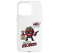 Carcasa para iPhone 15 Pro MAX Fresa Strobbery Comida Juego de Palabras Amante de la Fruta Foodie