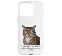 Carcasa para iPhone 15 Pro MAX Funny Angry Annoyed Cat Face Meme Unimpressed Tabby Cat Pun