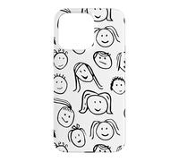 Carcasa para iPhone 15 Pro MAX Funny Artsy Linocut Kids Faces, Lindo Sonriendo riendo