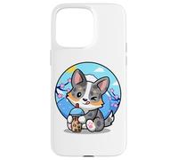 Carcasa para iPhone 15 Pro MAX Funny Boba Bubble Tea Cherry Sakura Blue Merle Corgi Lover