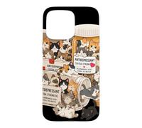Carcasa para iPhone 15 Pro MAX Funny Cat Anti Depresivo Mamá Papá Niños Miau